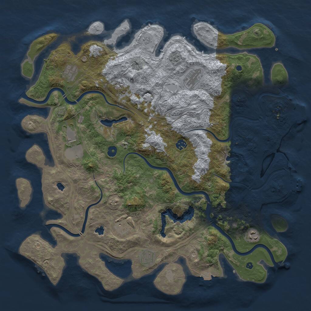 Rust Map: Procedural Map, Size: 4500, Seed: 750123465, 15 Monuments