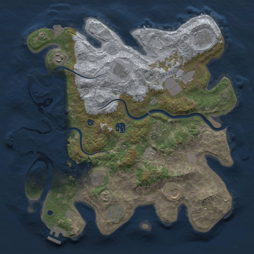 Rust Map: Procedural Map, Size: 3700, Seed: 1341704382, 16 Monuments