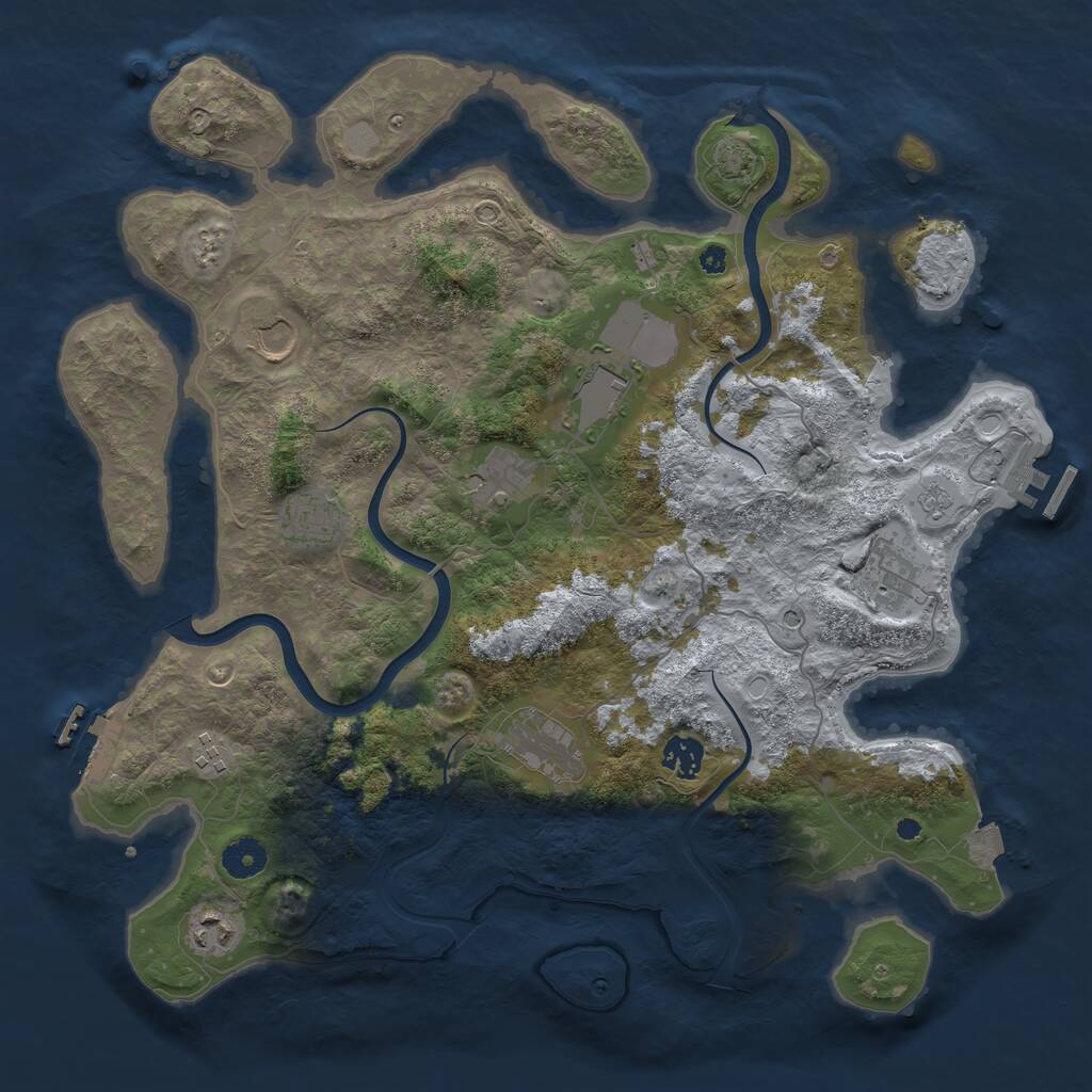 Rust Map: Procedural Map, Size: 3900, Seed: 2050932901, 15 Monuments