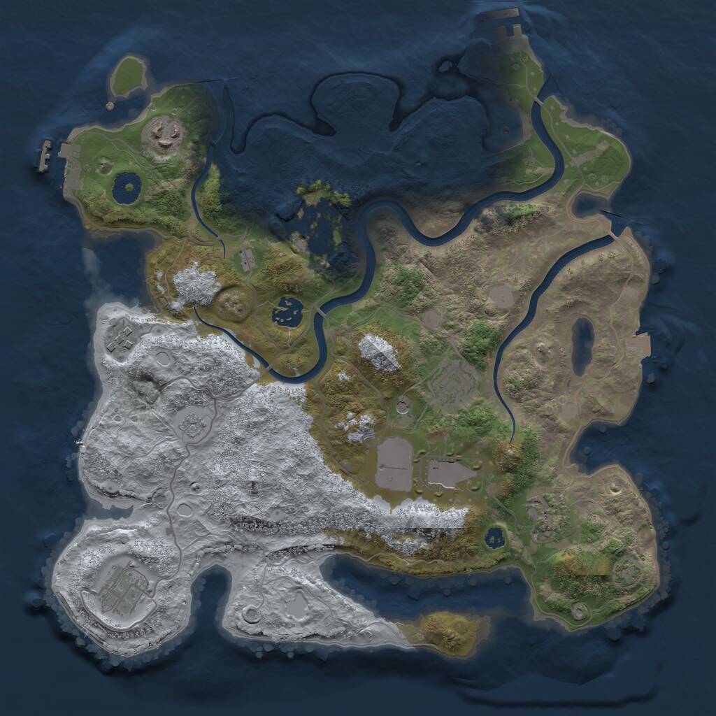 Rust Map: Procedural Map, Size: 3500, Seed: 25896, 14 Monuments