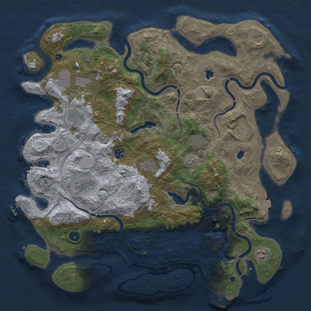 Rust Map: Procedural Map, Size: 4500, Seed: 1198, 16 Monuments