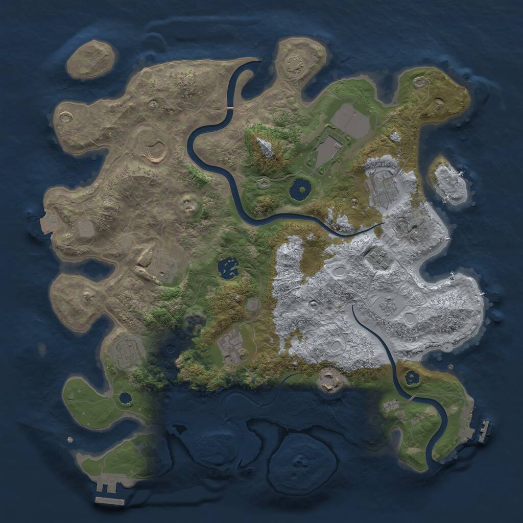 Rust Map: Procedural Map, Size: 3650, Seed: 710548594, 15 Monuments