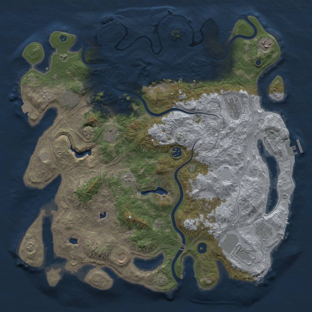 Rust Map: Procedural Map, Size: 4500, Seed: 6239, 16 Monuments