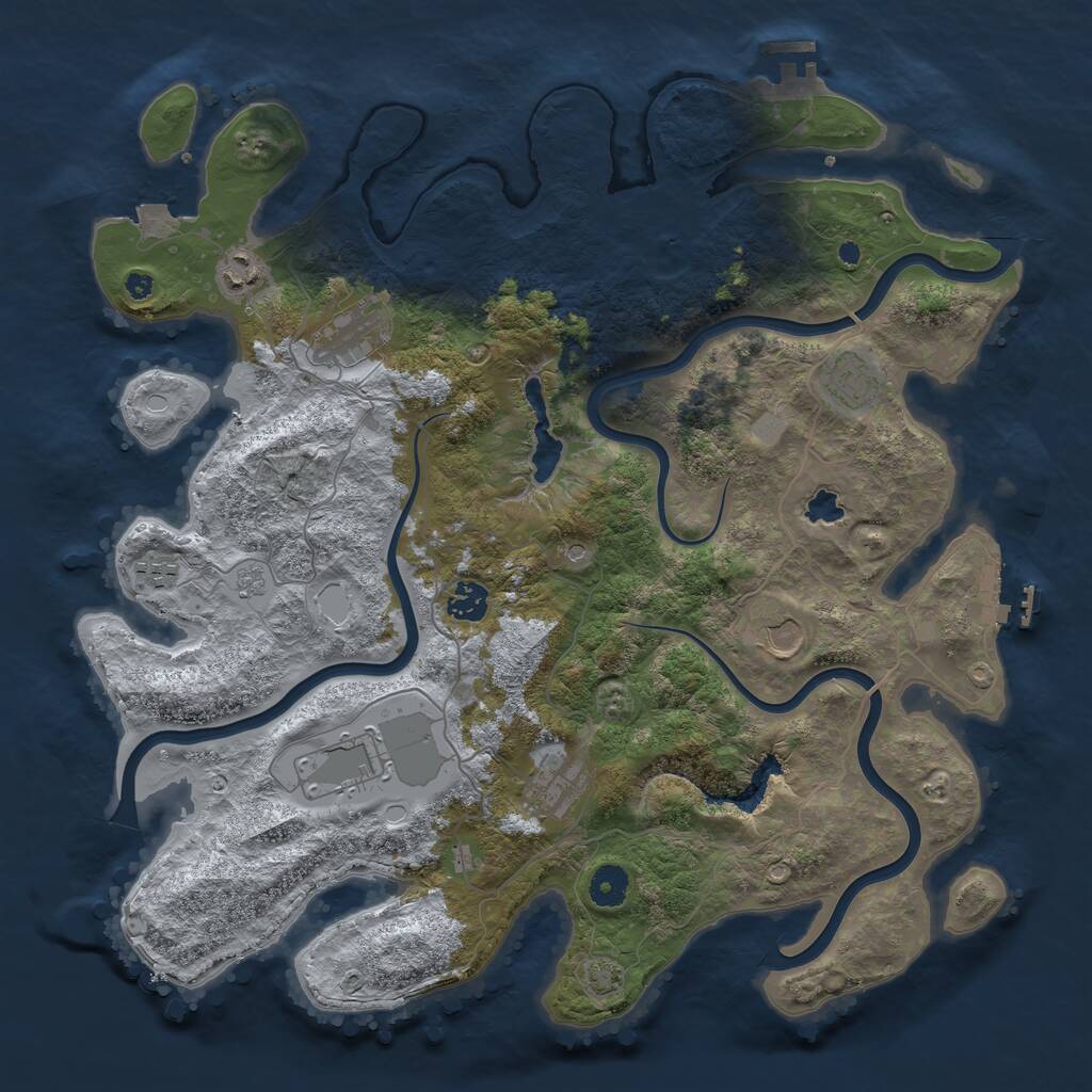 Rust Map: Procedural Map, Size: 4050, Seed: 404069051, 14 Monuments
