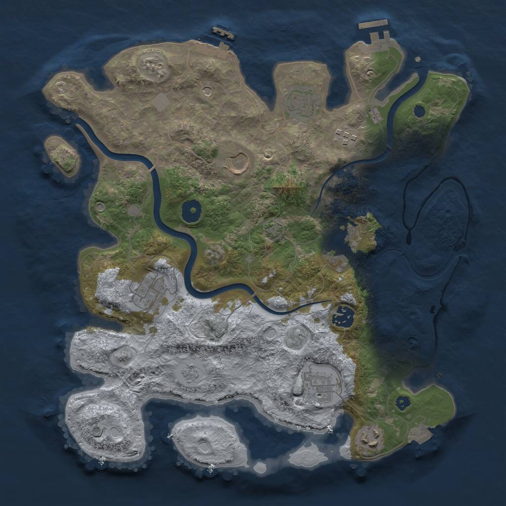 Rust Map: Procedural Map, Size: 3500, Seed: 1185990716, 14 Monuments