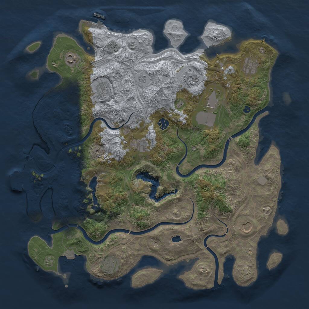 Rust Map: Procedural Map, Size: 4250, Seed: 887359514, 16 Monuments