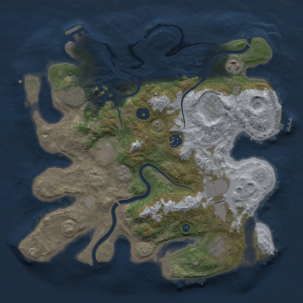 Rust Map: Procedural Map, Size: 3500, Seed: 1436474388, 14 Monuments