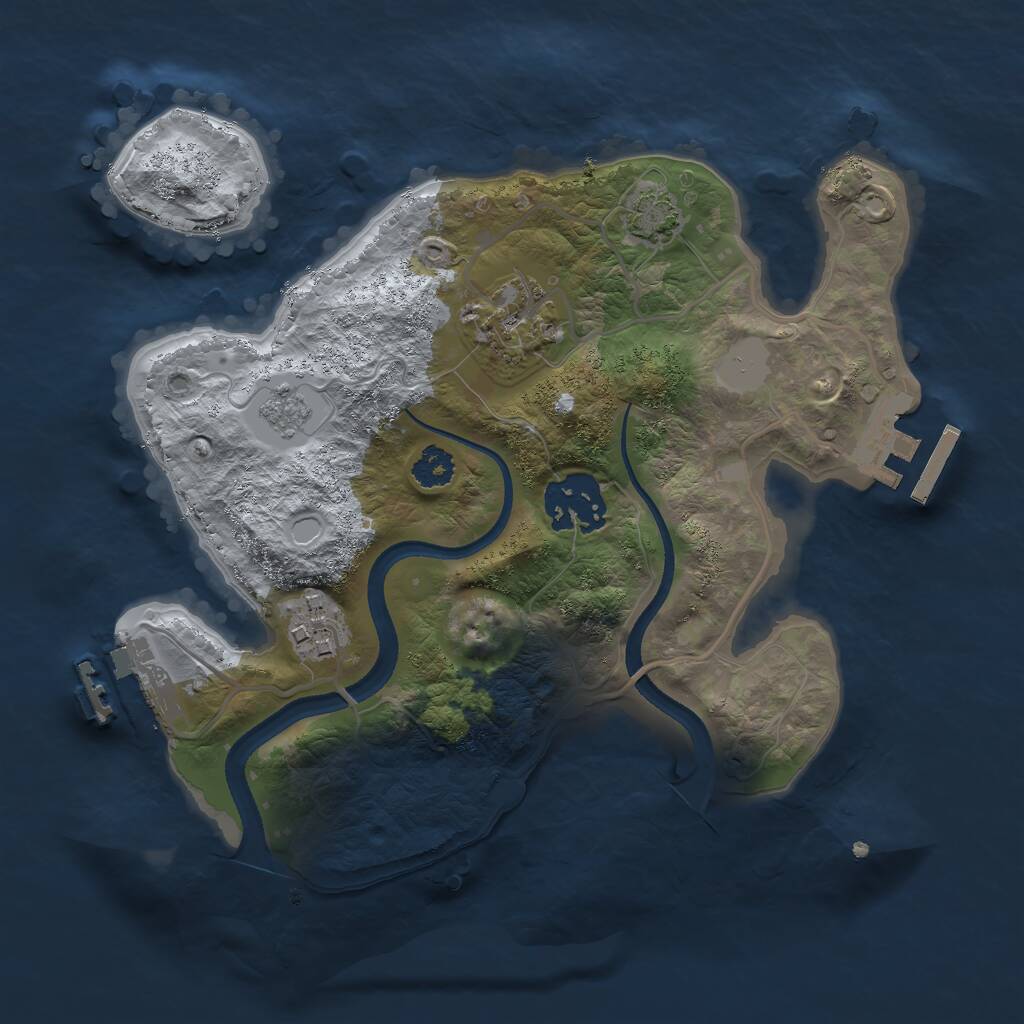 Rust Map: Procedural Map, Size: 2500, Seed: 62532, 8 Monuments