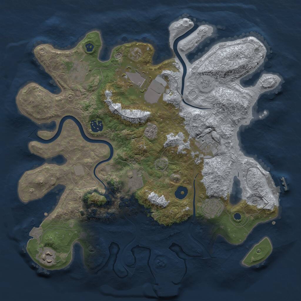 Rust Map: Procedural Map, Size: 3500, Seed: 1585080016, 14 Monuments