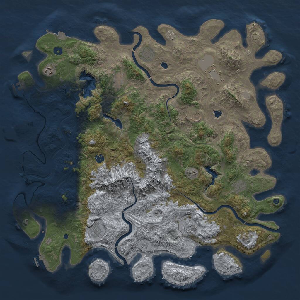 Rust Map: Procedural Map, Size: 5000, Seed: 678100834, 16 Monuments