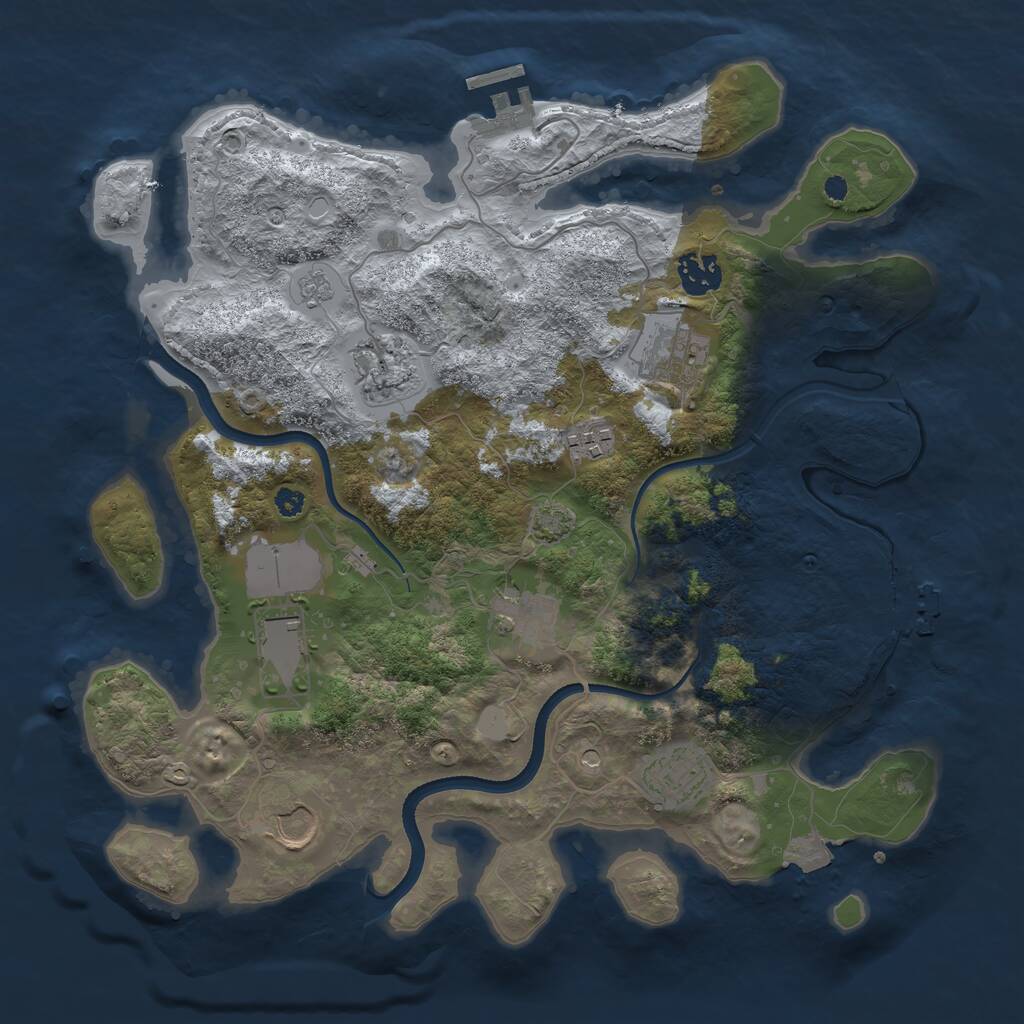 Rust Map: Procedural Map, Size: 3500, Seed: 531412538, 14 Monuments