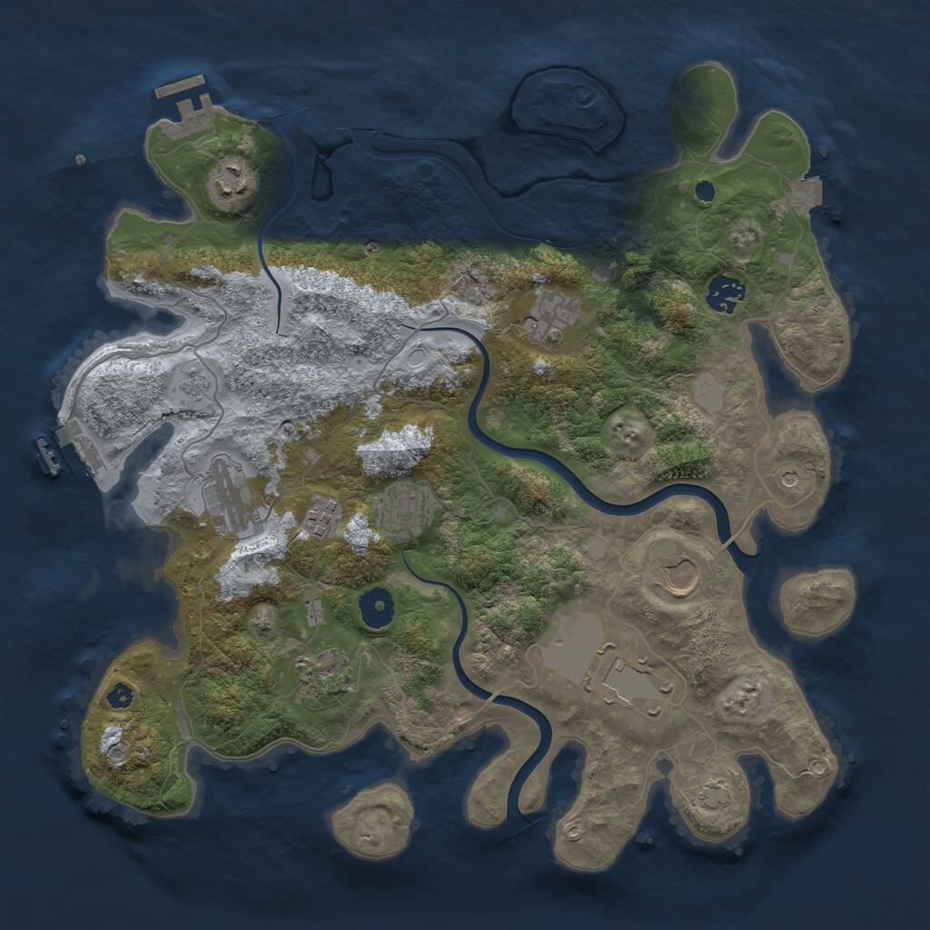 Rust Map: Procedural Map, Size: 3700, Seed: 34870643, 15 Monuments