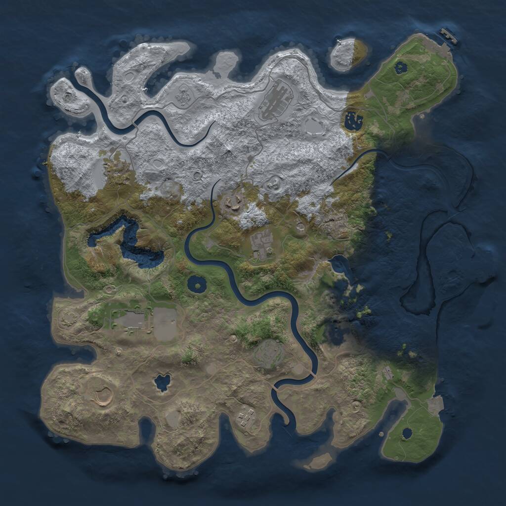 Rust Map: Procedural Map, Size: 4000, Seed: 650661, 16 Monuments