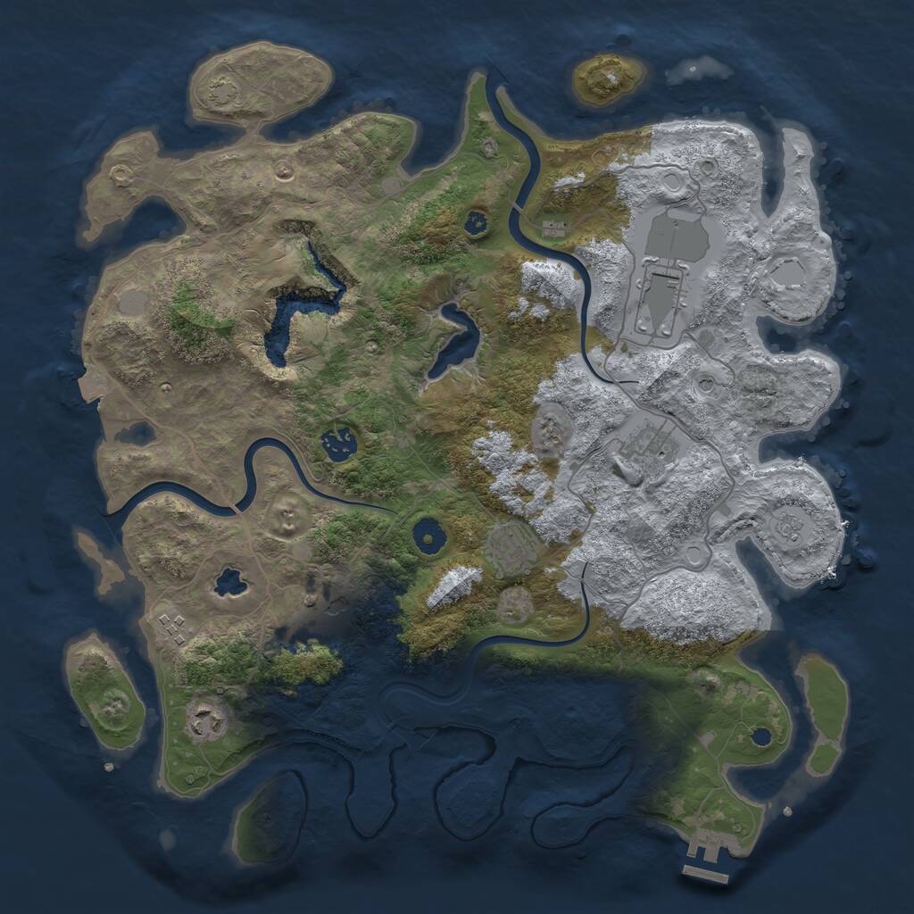 Rust Map: Procedural Map, Size: 4000, Seed: 1493155881, 12 Monuments