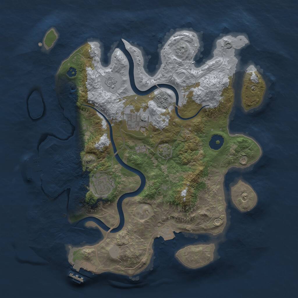 Rust Map: Procedural Map, Size: 3000, Seed: 796521, 8 Monuments