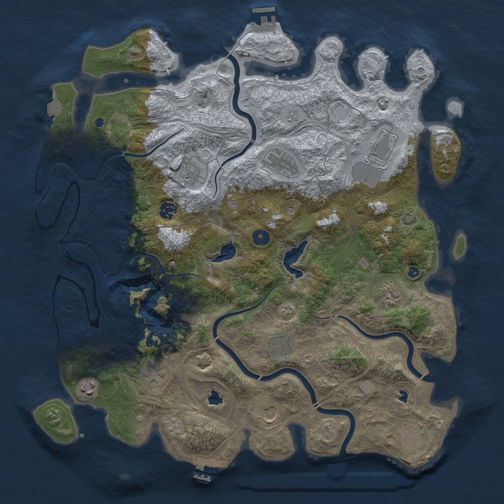 Rust Map: Procedural Map, Size: 4500, Seed: 1100871762, 17 Monuments