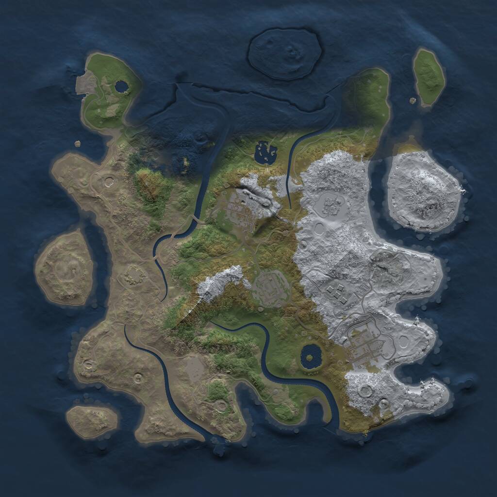 Rust Map: Procedural Map, Size: 3167, Seed: 213914186, 9 Monuments