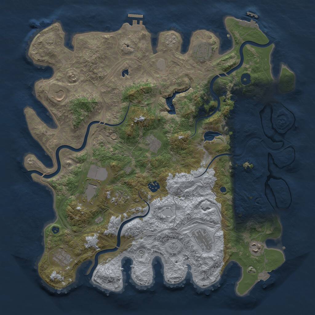 Rust Map: Procedural Map, Size: 4250, Seed: 75181365, 16 Monuments
