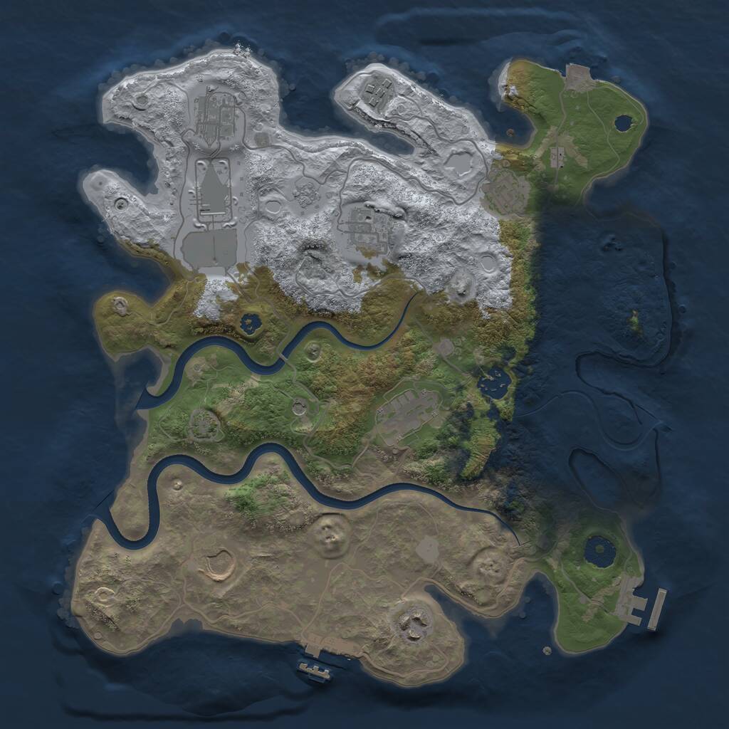 Rust Map: Procedural Map, Size: 3500, Seed: 674015, 15 Monuments