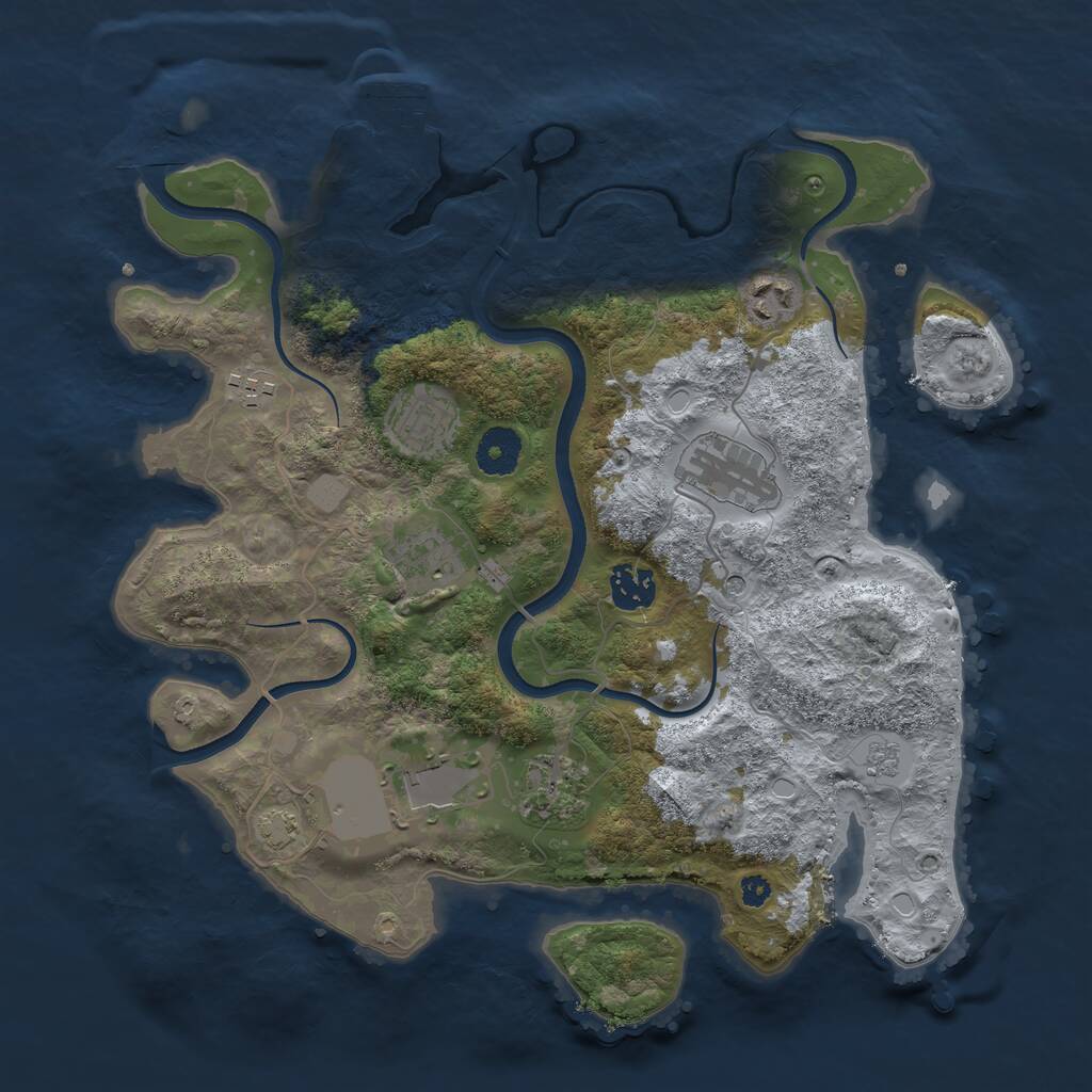 Rust Map: Procedural Map, Size: 3500, Seed: 517592727, 13 Monuments