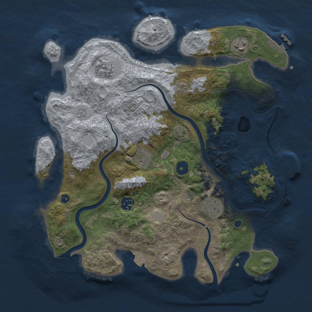 Rust Map: Procedural Map, Size: 3559, Seed: 989095557, 12 Monuments