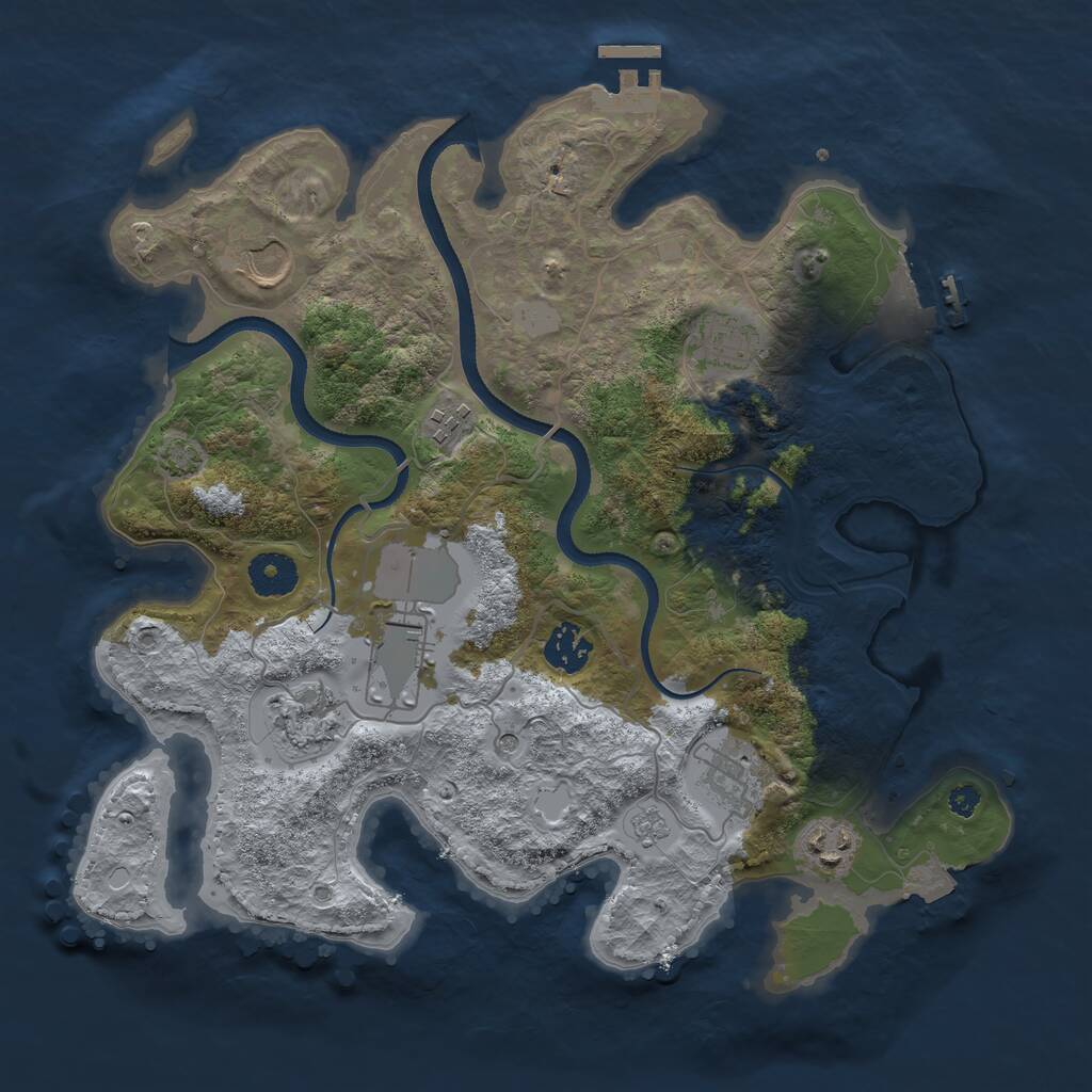 Rust Map: Procedural Map, Size: 3500, Seed: 140681299, 14 Monuments