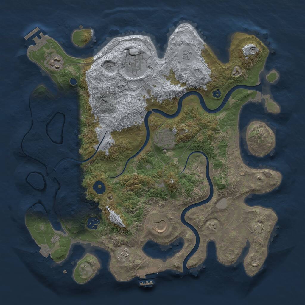 Rust Map: Procedural Map, Size: 3600, Seed: 190817452, 12 Monuments