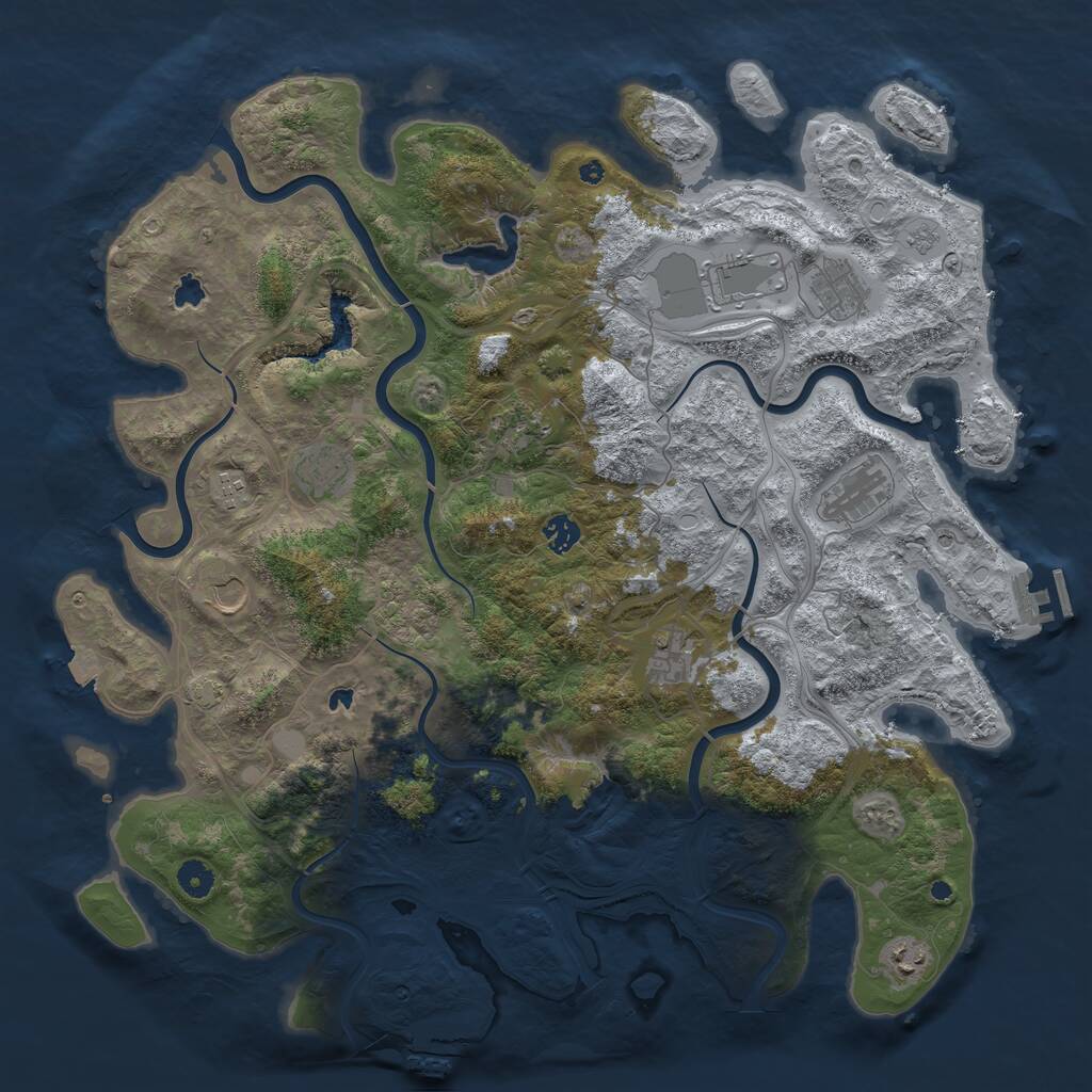 Rust Map: Procedural Map, Size: 4500, Seed: 109243, 16 Monuments