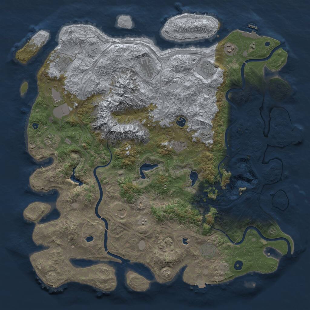 Rust Map: Procedural Map, Size: 5000, Seed: 499861028, 17 Monuments