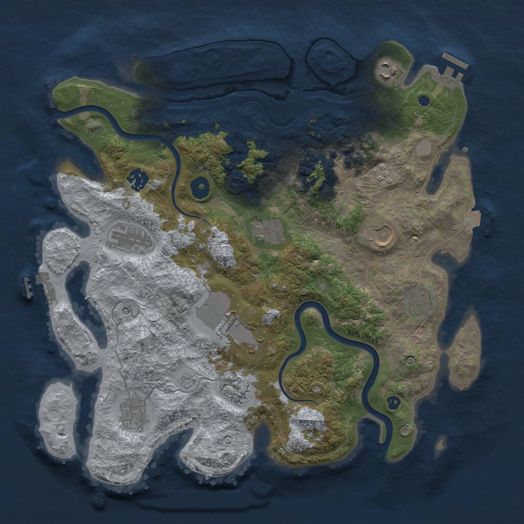 Rust Map: Procedural Map, Size: 3800, Seed: 4153, 16 Monuments