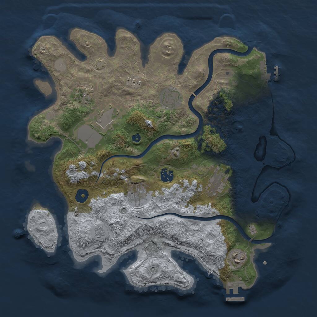 Rust Map: Procedural Map, Size: 3500, Seed: 546546579, 14 Monuments