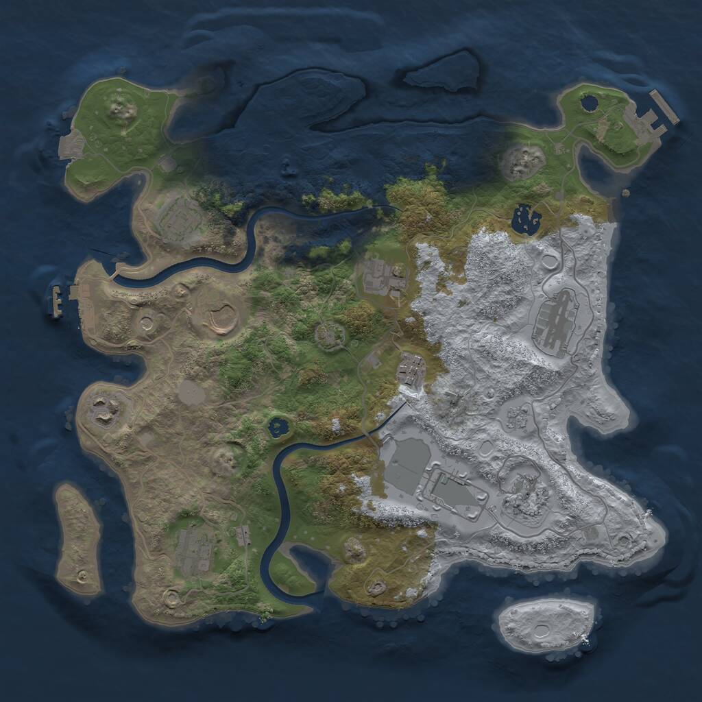 Rust Map: Procedural Map, Size: 3500, Seed: 343342, 16 Monuments