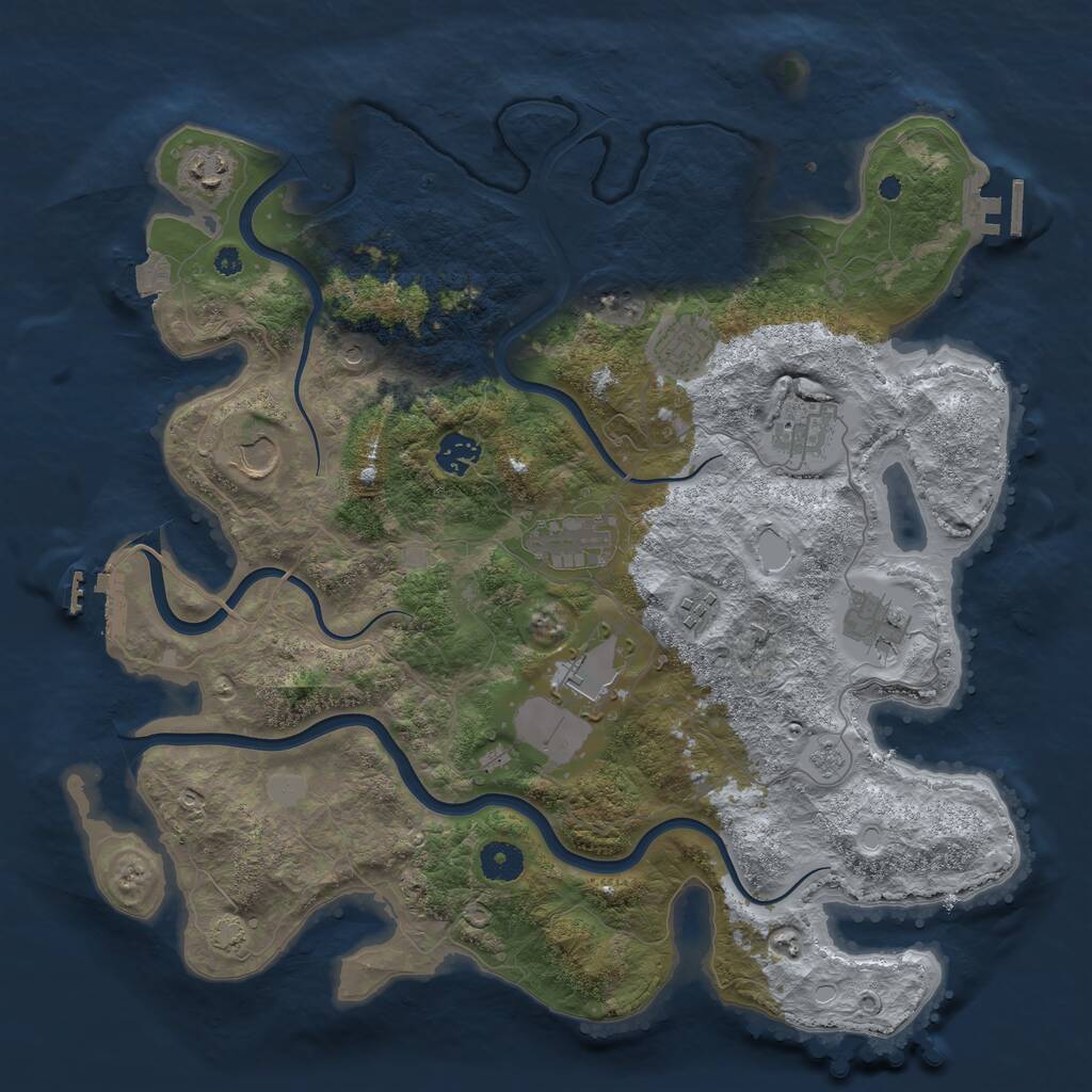Rust Map: Procedural Map, Size: 3900, Seed: 1512662333, 15 Monuments