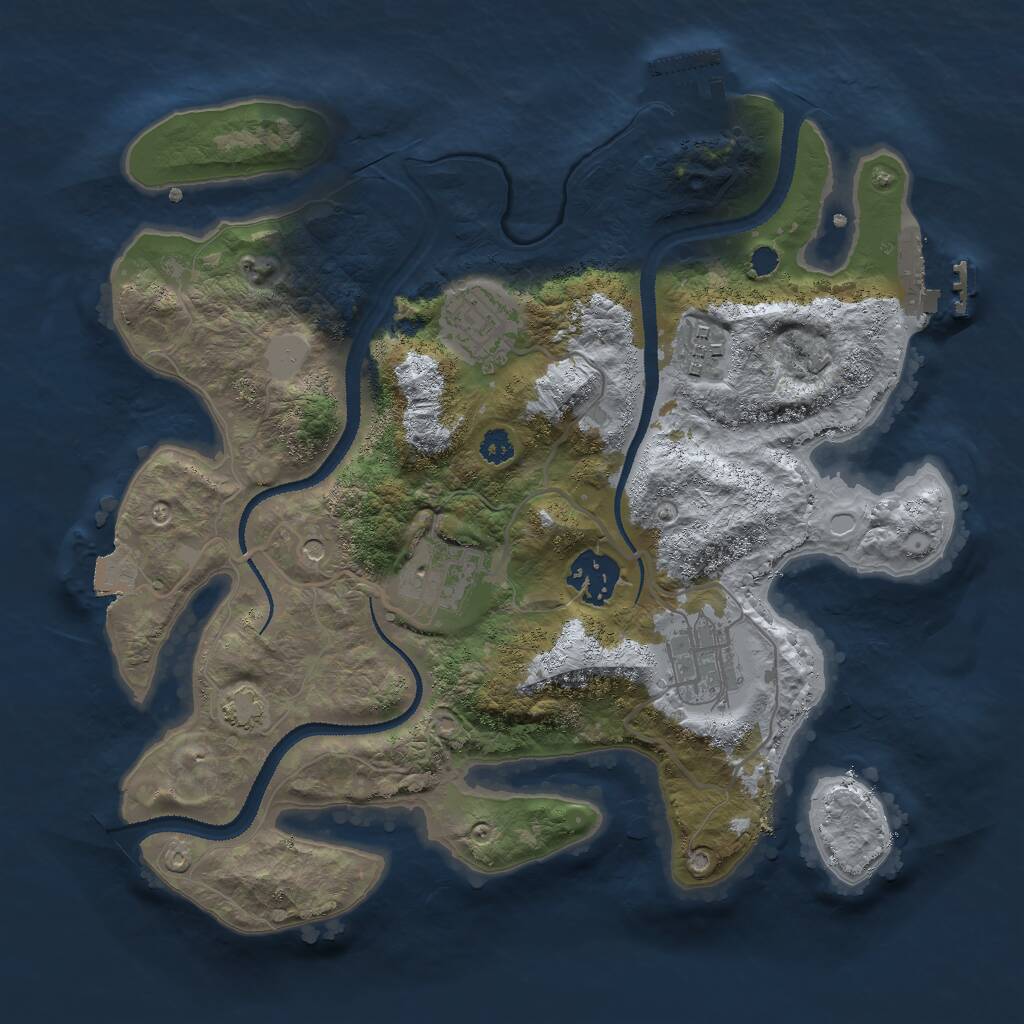 Rust Map: Procedural Map, Size: 3000, Seed: 1354317745, 10 Monuments