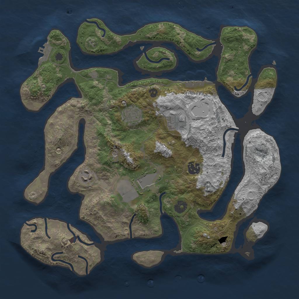 Rust Map: Procedural Map, Size: 3500, Seed: 684, 13 Monuments