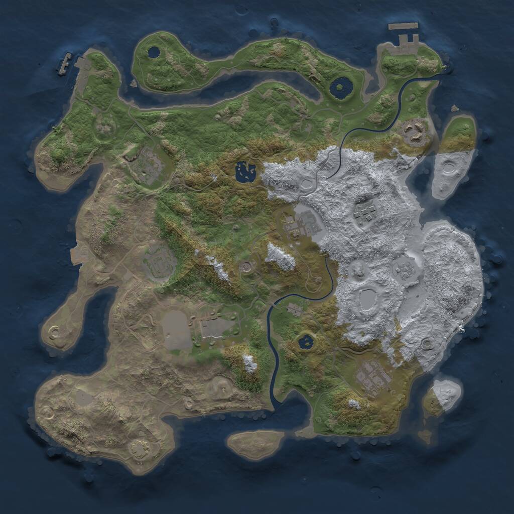 Rust Map: Procedural Map, Size: 3500, Seed: 684, 14 Monuments
