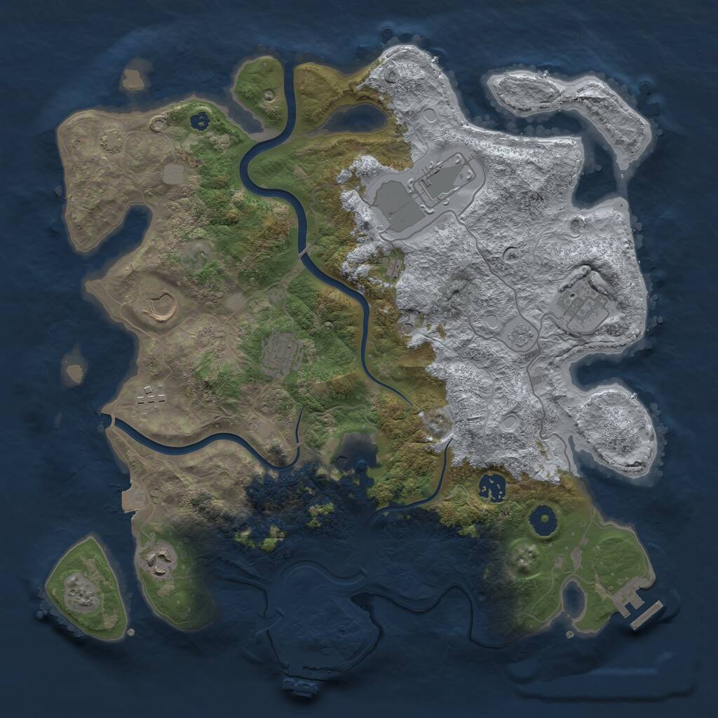 Rust Map: Procedural Map, Size: 3800, Seed: 1018694527, 14 Monuments