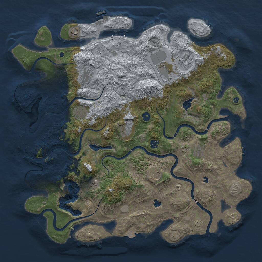 Rust Map: Procedural Map, Size: 4500, Seed: 6352, 16 Monuments