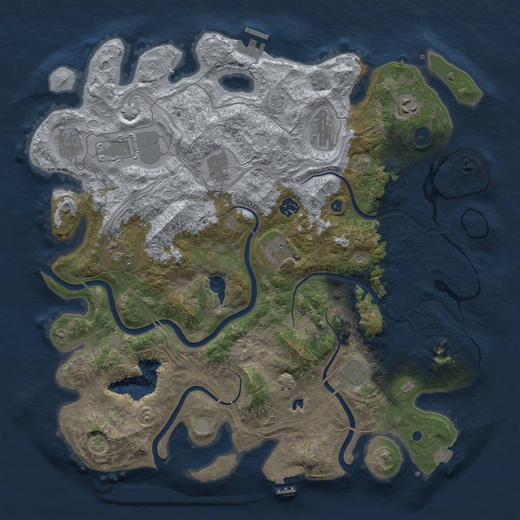 Rust Map: Procedural Map, Size: 4300, Seed: 2073512345, 16 Monuments