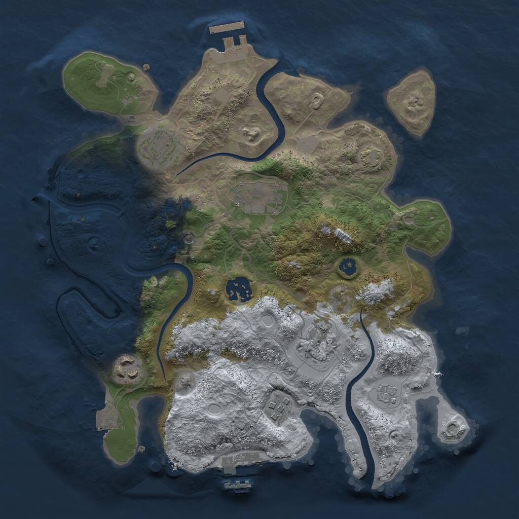 Rust Map: Procedural Map, Size: 3000, Seed: 744654604, 12 Monuments