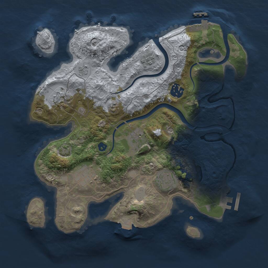 Rust Map: Procedural Map, Size: 3000, Seed: 1374462548, 12 Monuments