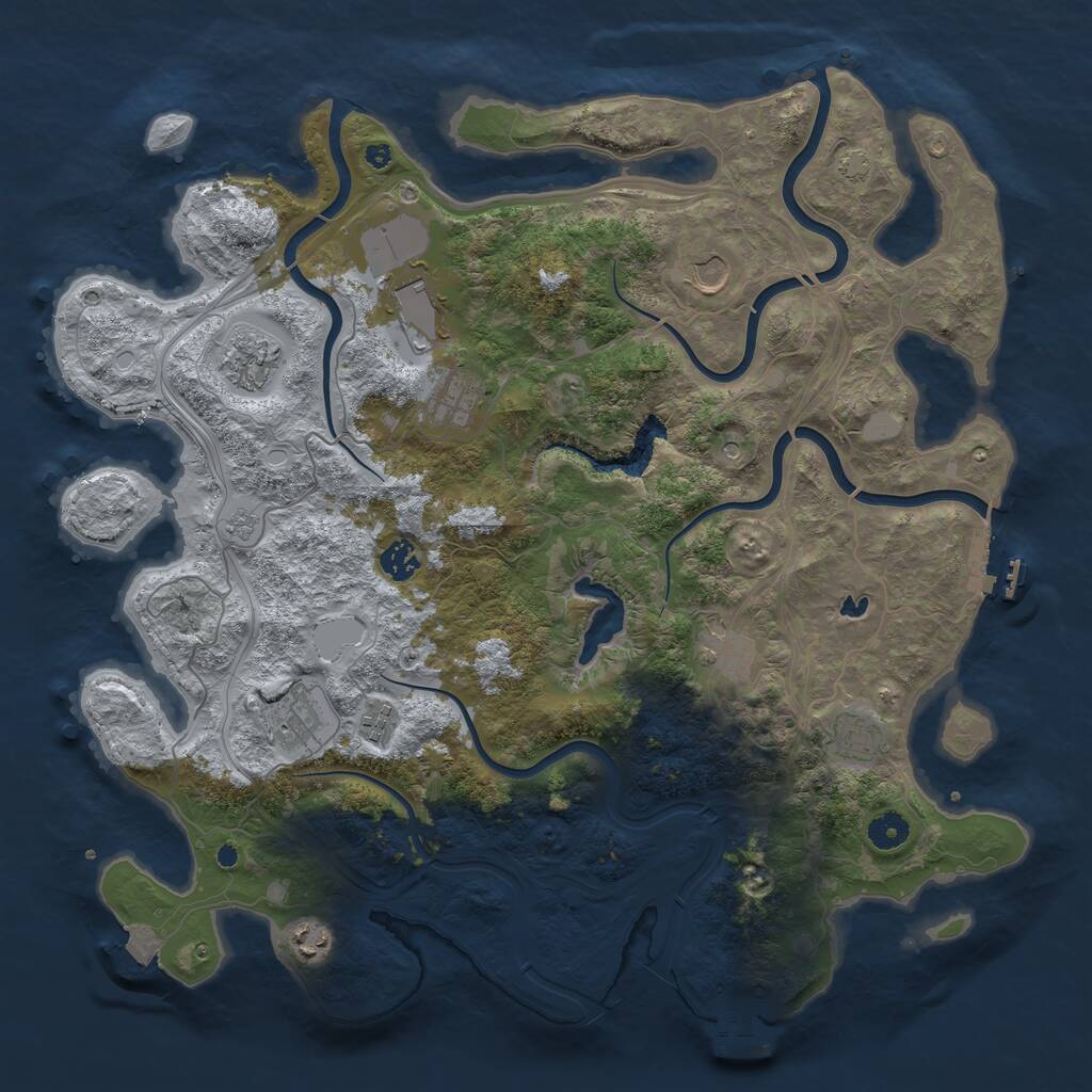 Rust Map: Procedural Map, Size: 4250, Seed: 501643, 16 Monuments