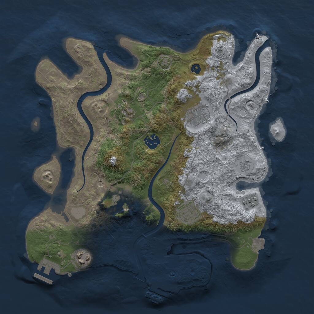 Rust Map: Procedural Map, Size: 3200, Seed: 281500709, 13 Monuments