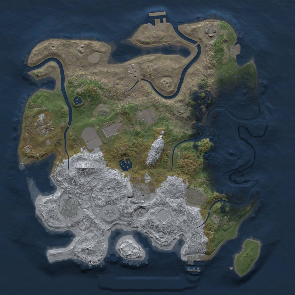 Rust Map: Procedural Map, Size: 3500, Seed: 127055, 15 Monuments