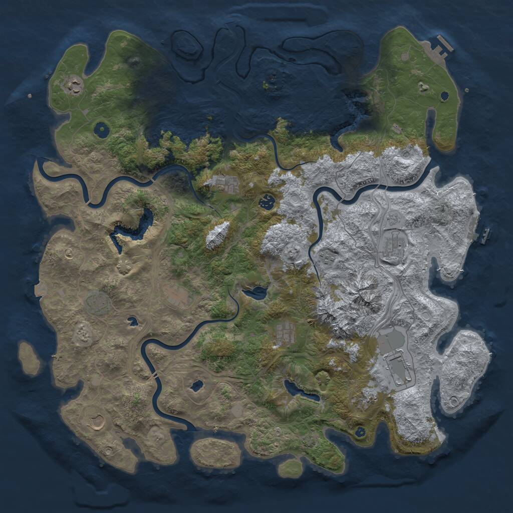 Rust Map: Procedural Map, Size: 5000, Seed: 2147483627, 17 Monuments