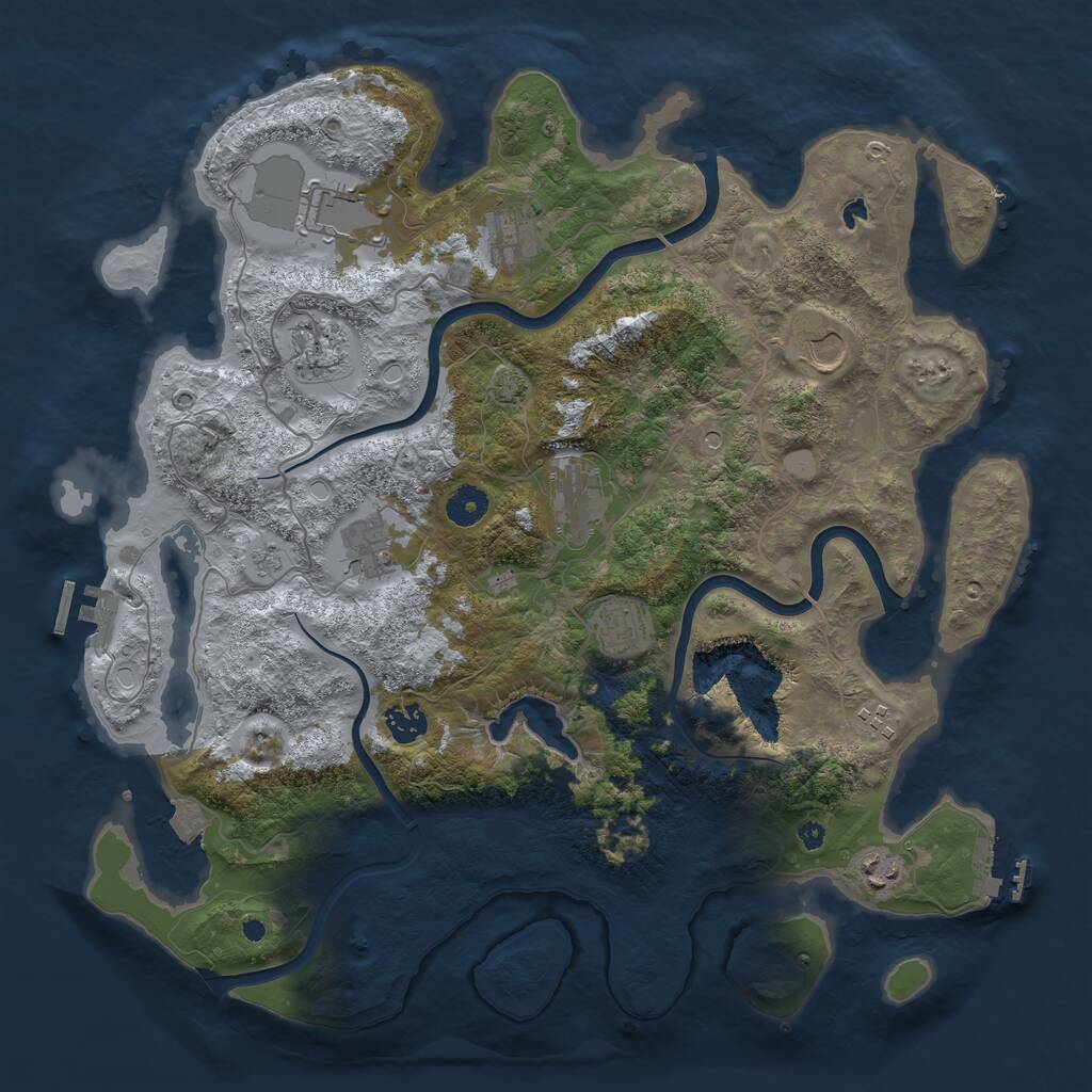 Rust Map: Procedural Map, Size: 4050, Seed: 1565055227, 16 Monuments