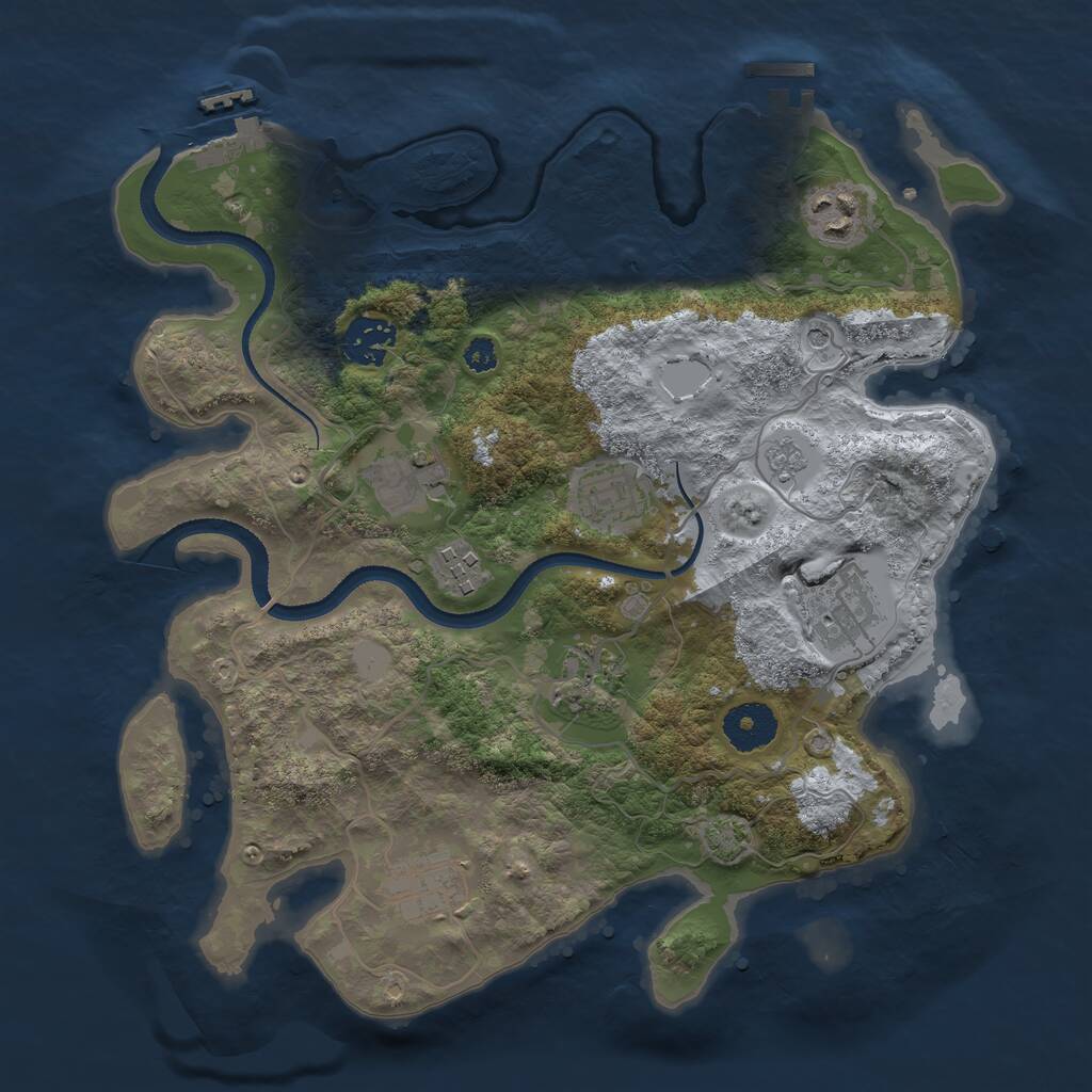 Rust Map: Procedural Map, Size: 3250, Seed: 424242, 14 Monuments