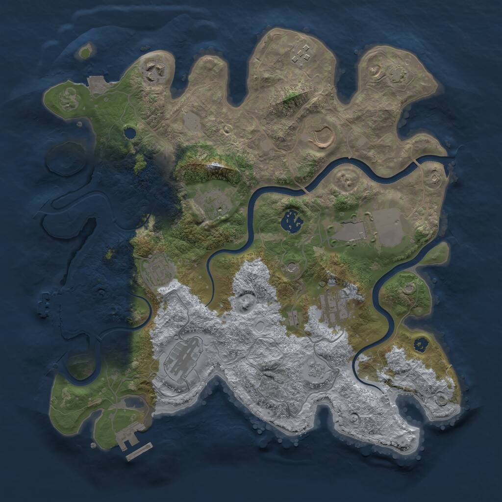 Rust Map: Procedural Map, Size: 3500, Seed: 759027550, 15 Monuments