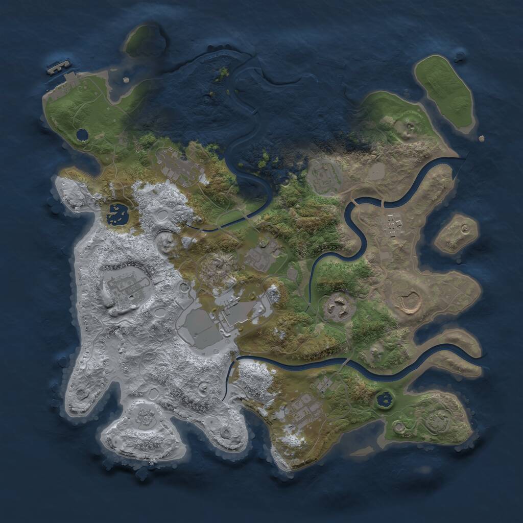 Rust Map: Procedural Map, Size: 3500, Seed: 918273645, 16 Monuments