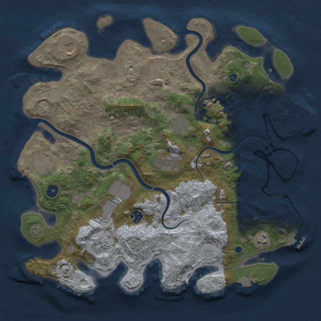 Rust Map: Procedural Map, Size: 3950, Seed: 517076193, 16 Monuments